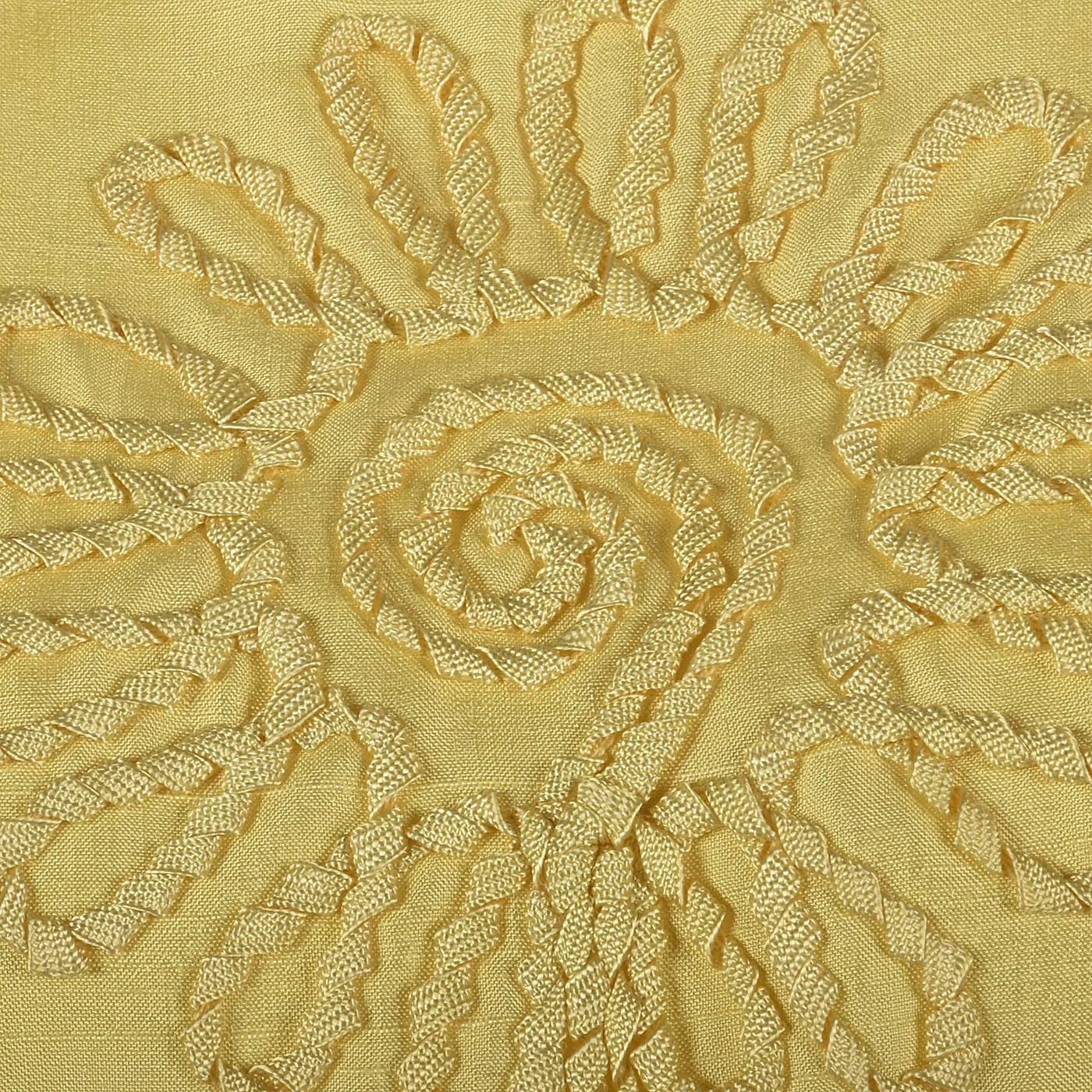 1960s Yellow Silk Shift Dress with Flower Applique