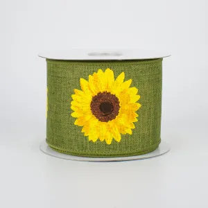 2.5" Bold Sunflower Ribbon: Moss (10 Yards)