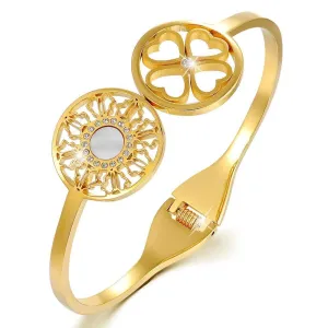 Artistic Floral Hinged Bangle