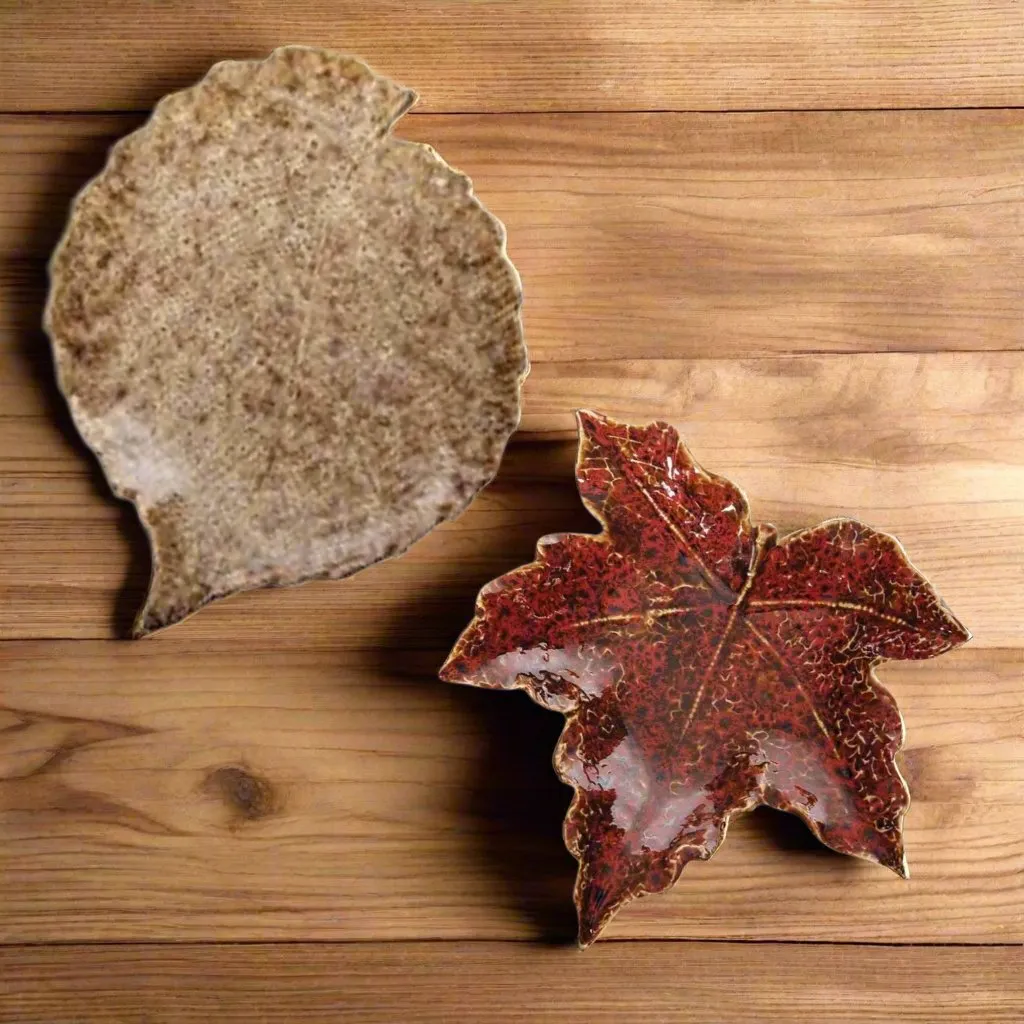 Autumn Red Leaf Plate - Stoneware