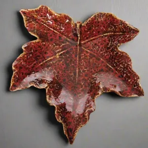 Autumn Red Leaf Plate - Stoneware