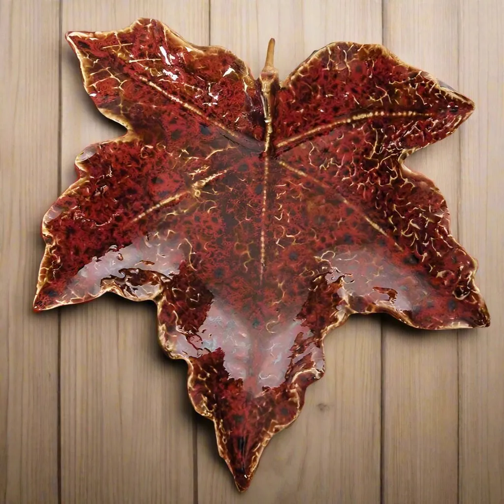 Autumn Red Leaf Plate - Stoneware