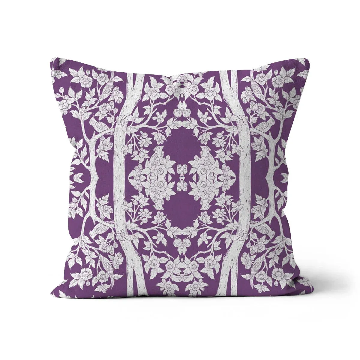Aviary Purple - Royal Thai Decorative Bird Pattern Pillow