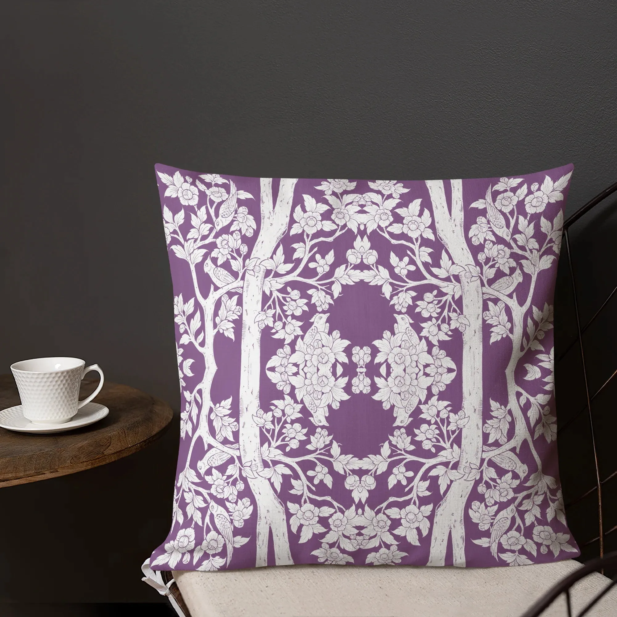 Aviary Purple - Royal Thai Decorative Bird Pattern Pillow