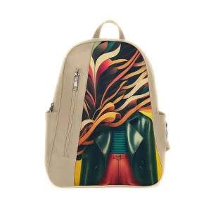 Beige Mixed Backpack Flower Headed