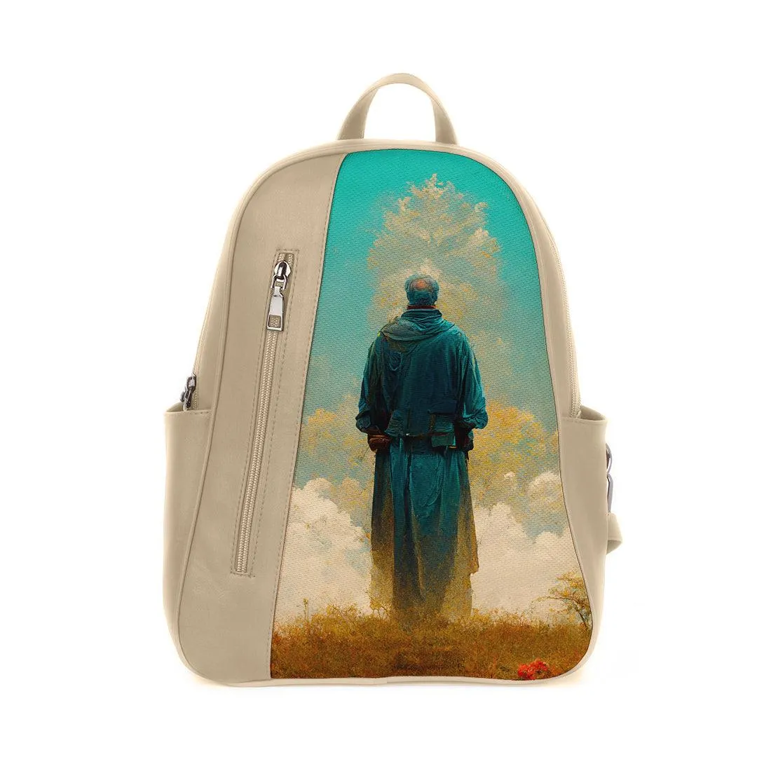 Beige Mixed Backpack Standing Man