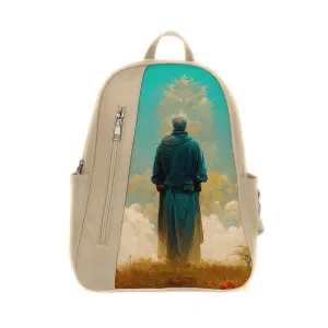 Beige Mixed Backpack Standing Man
