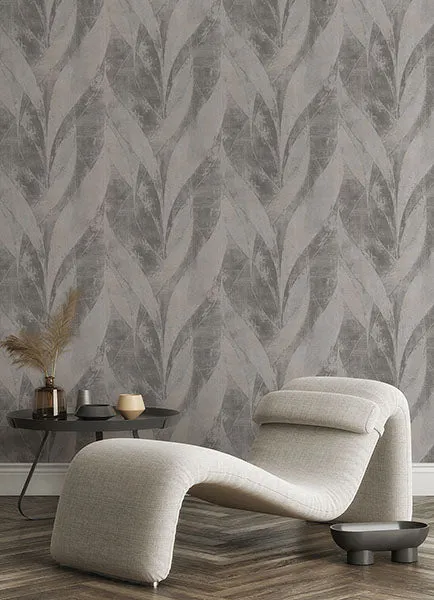 Blake Sterling Leaf Wallpaper from Concrete Advantage Collection