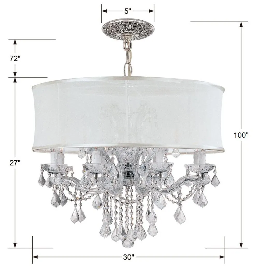 Brentwood 12 Light Smooth Shade Polished Chrome Chandelier