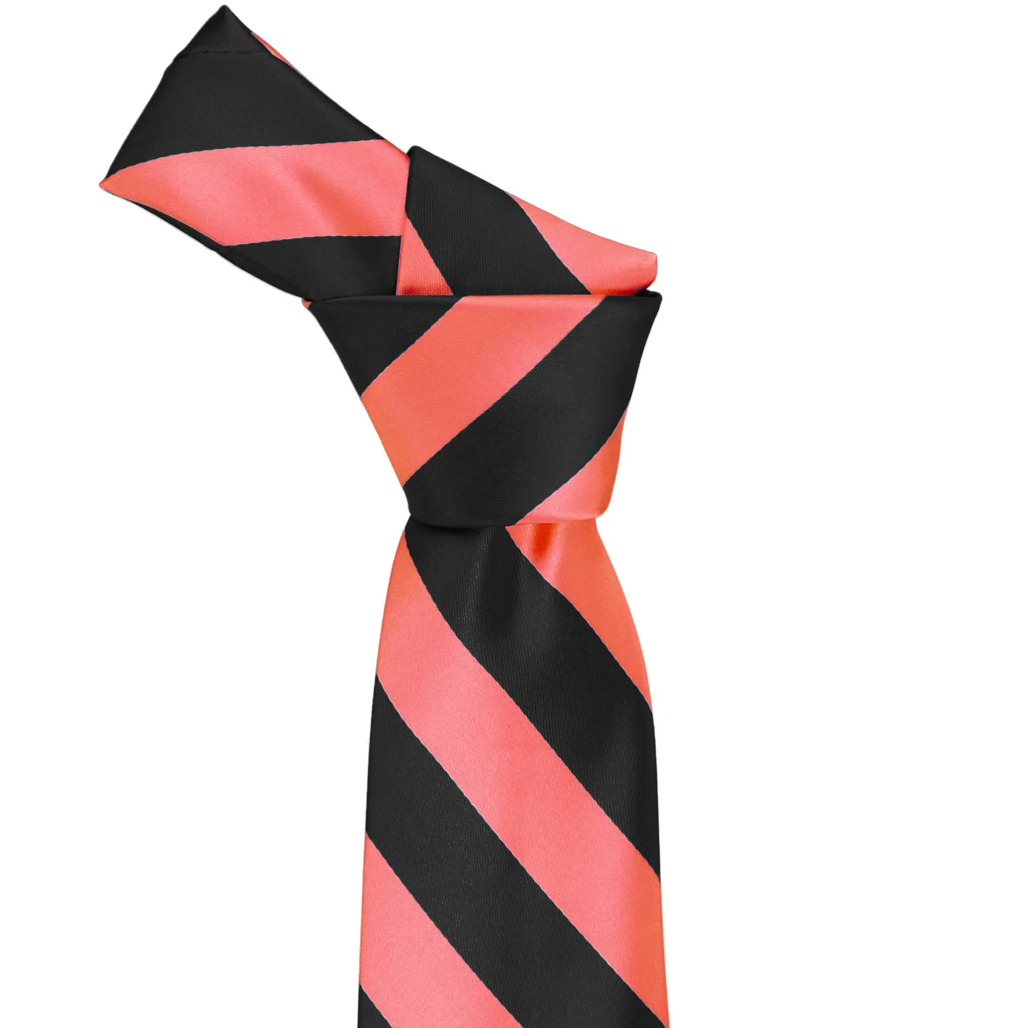 Bright Coral and Black Striped Tie