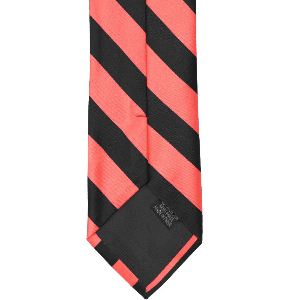 Bright Coral and Black Striped Tie