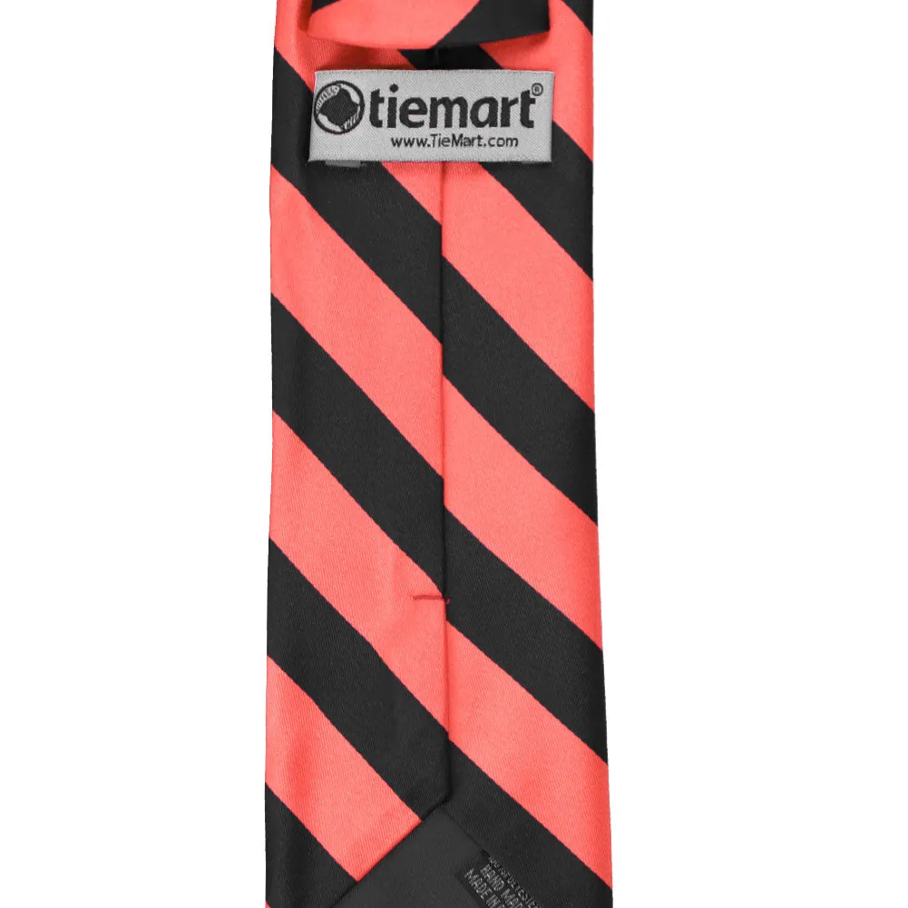 Bright Coral and Black Striped Tie