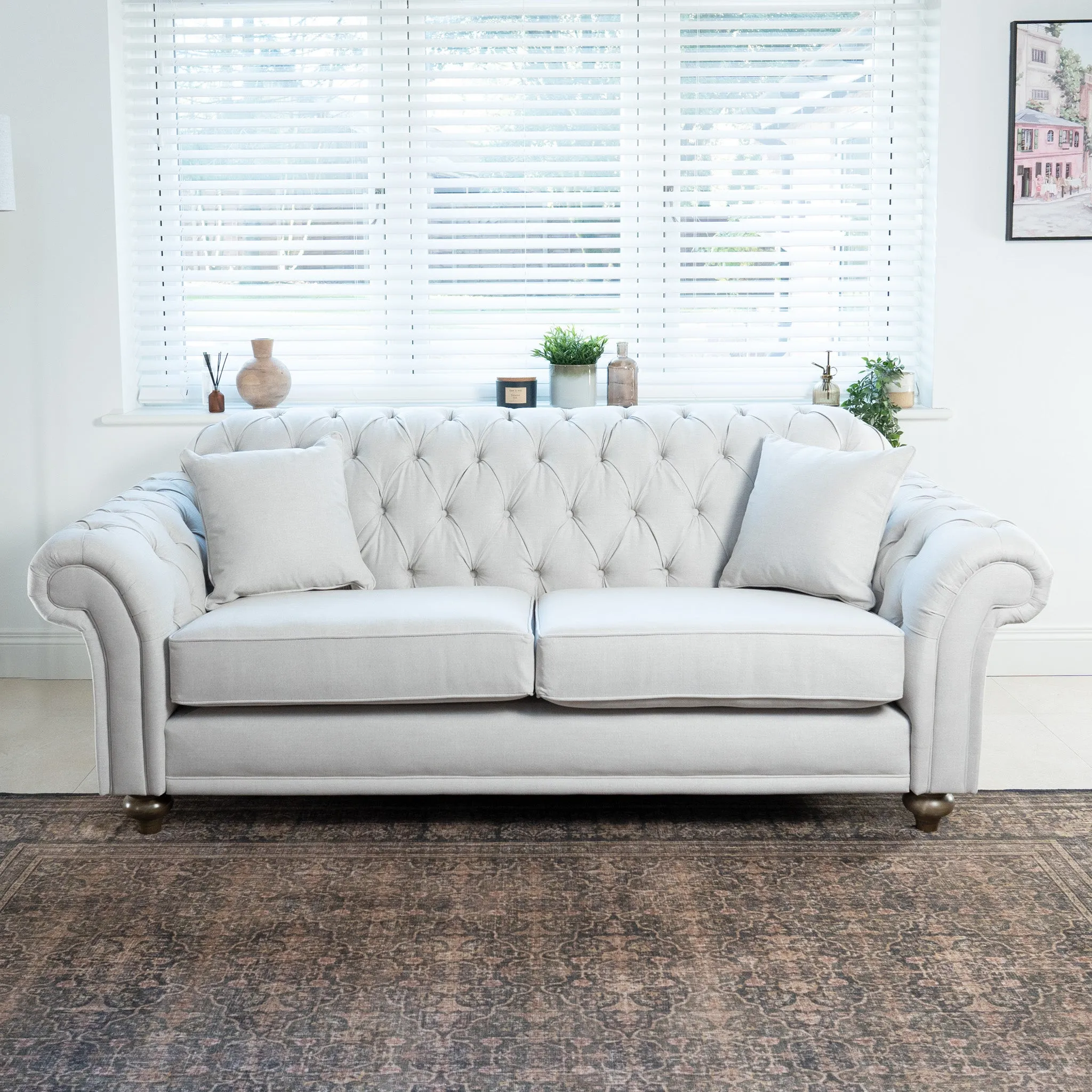 Chesterfield 3 Seat Sofa in Warm Grey