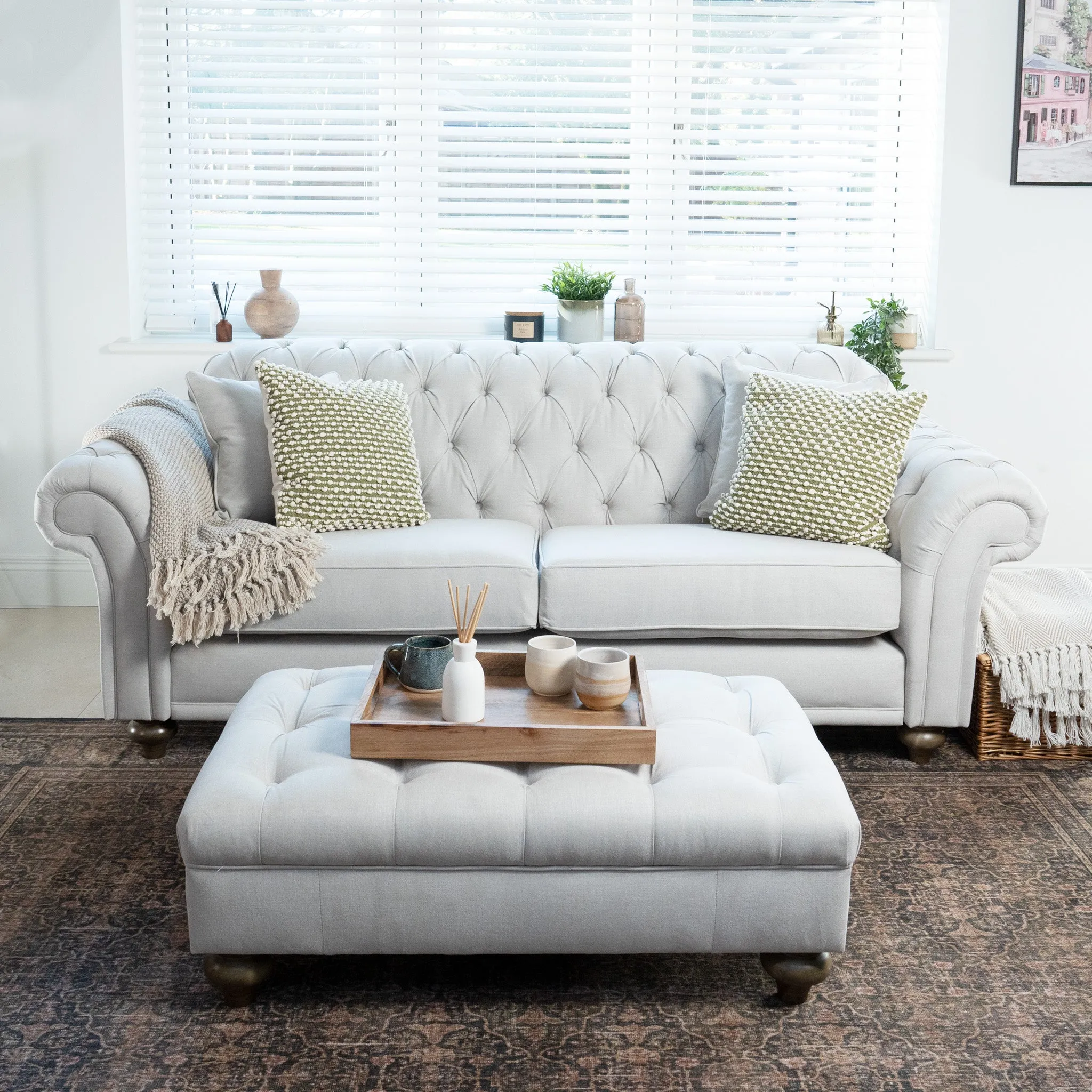 Chesterfield 3 Seat Sofa in Warm Grey