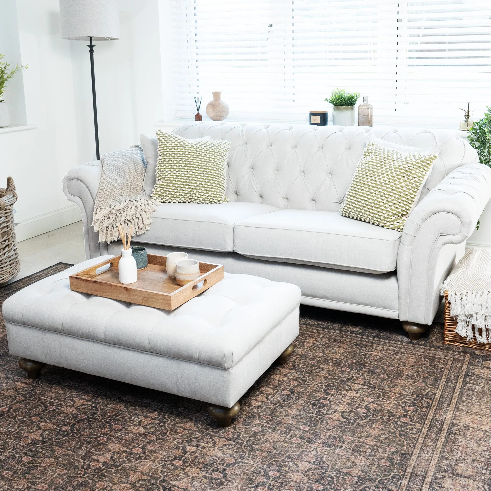 Chesterfield 3 Seat Sofa in Warm Grey