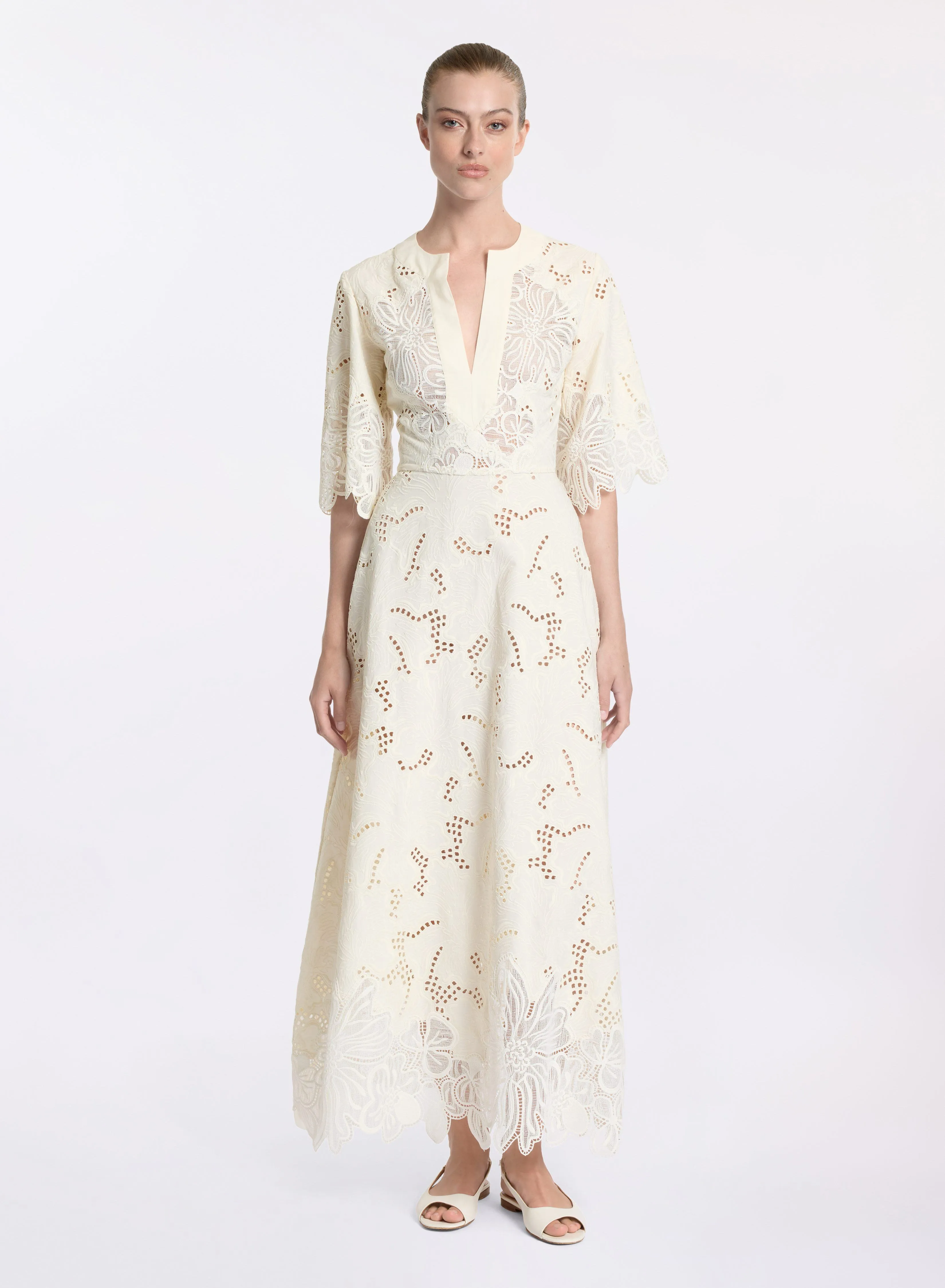 Cotton Embroidered Midi Dress
