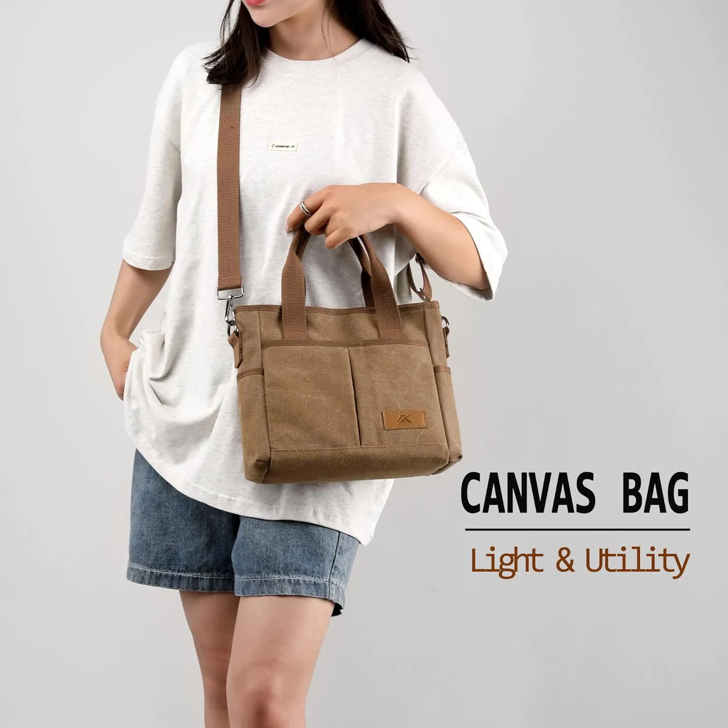 Crossbody Bags for Women Trendy Small Canvas Hobo Tote Top-handle Handbag Multi-pocket Casual Going Out Purse Satchel