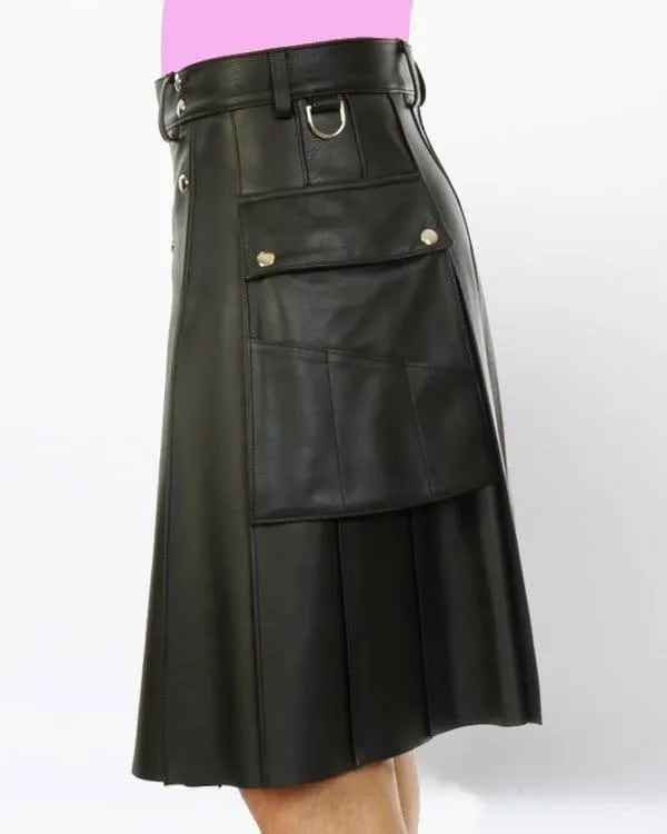 Deluxe Leather Kilt With Stylish Pockets