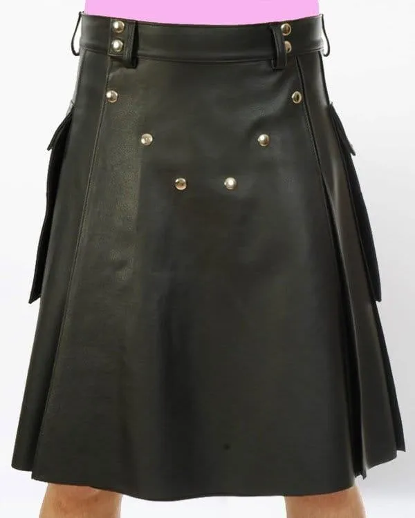 Deluxe Leather Kilt With Stylish Pockets