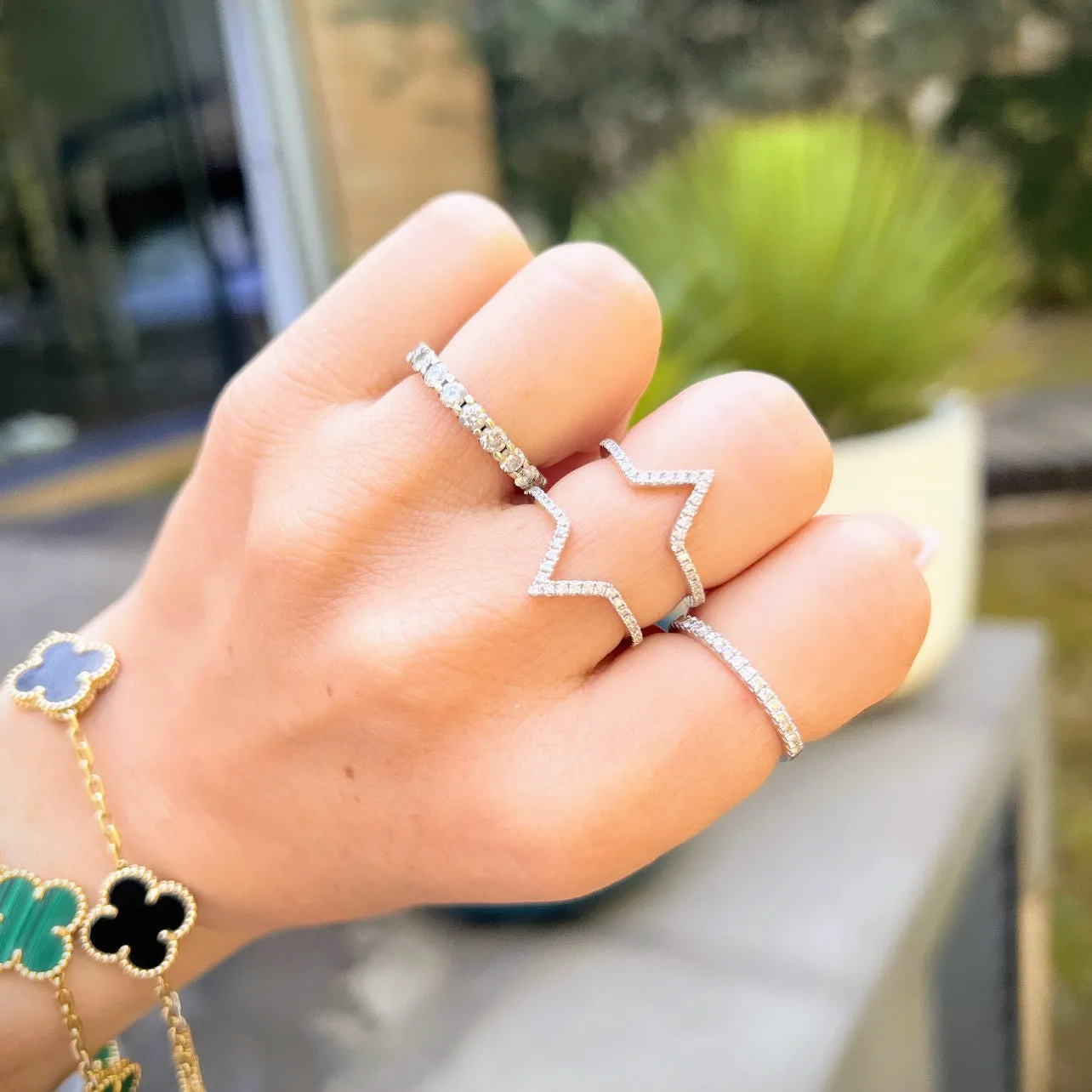 Double V Open Diamond Ring