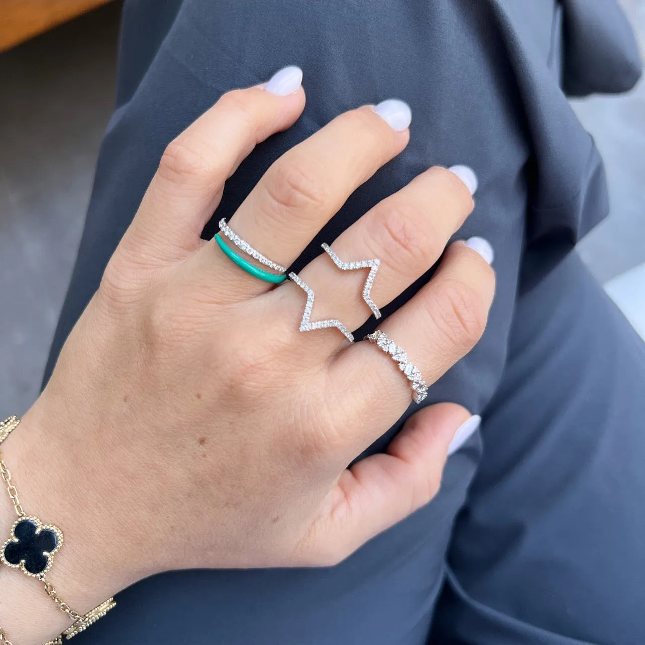 Double V Open Diamond Ring