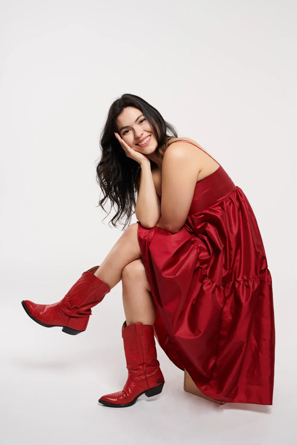 East Village Dress Red Taffeta by Madeline Marie