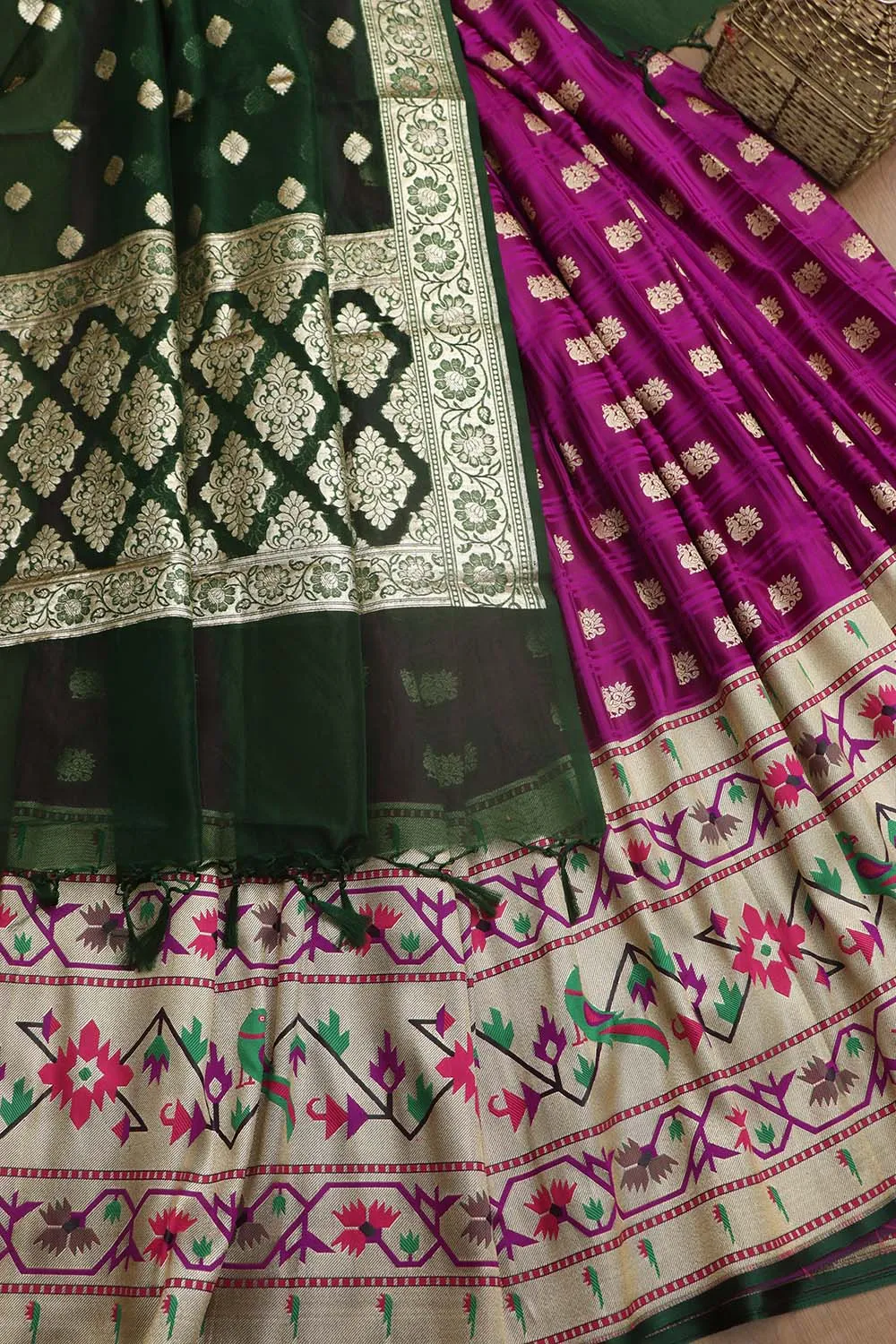 Elegant Purple Banarasi Silk Big Border Lehenga With Banarasi Organza Dupatta