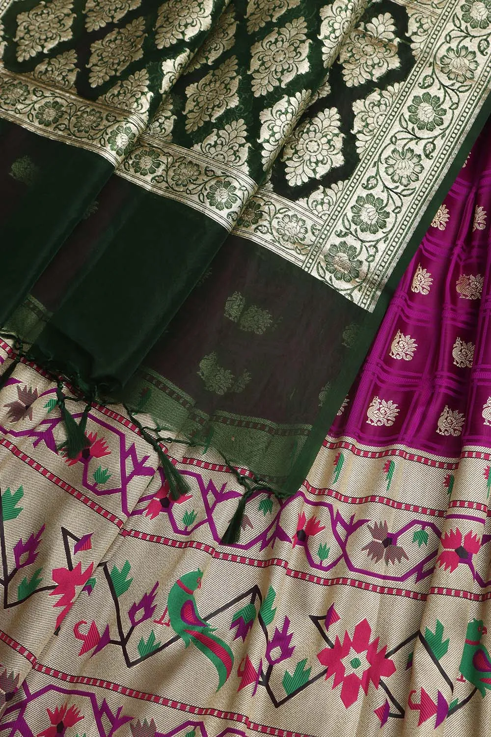 Elegant Purple Banarasi Silk Big Border Lehenga With Banarasi Organza Dupatta