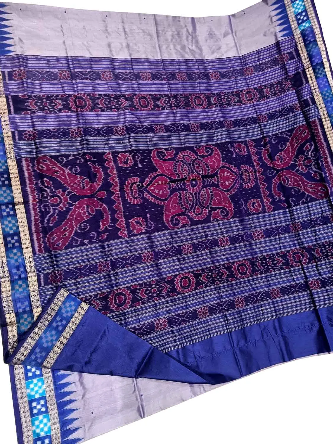 Elegant Purple Sambalpuri Ikat Handloom Silk Saree