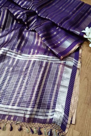 Exquisite Purple Banarasi Organza Saree