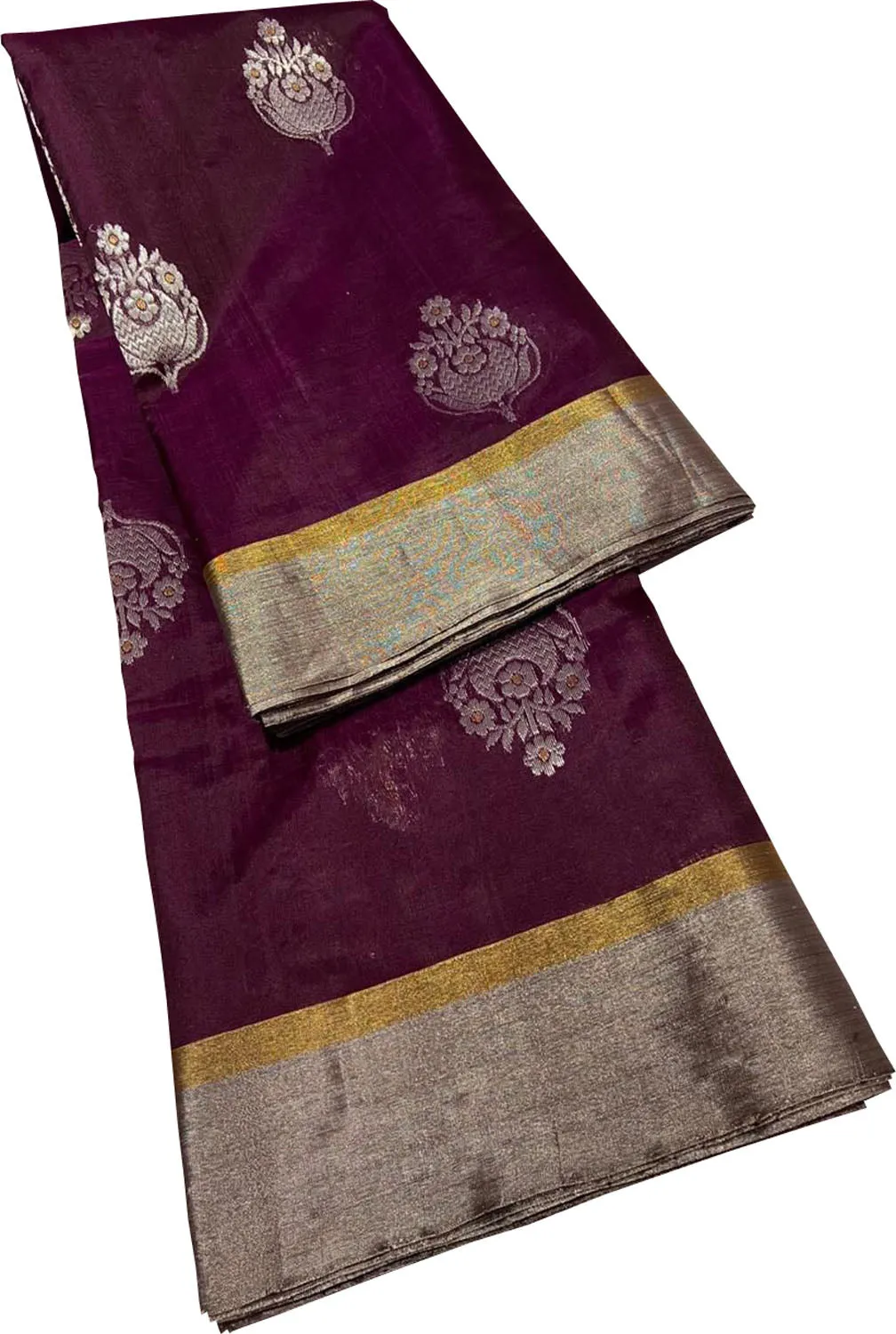 Exquisite Purple Chanderi Silk Saree - Handloom Beauty
