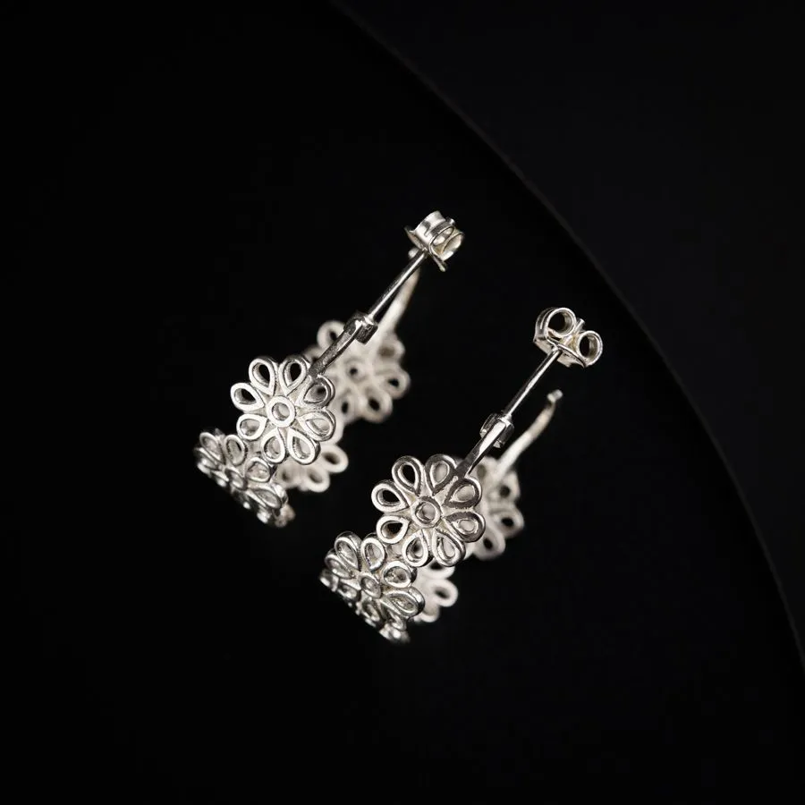 Filigree Silver Hoops (Flower)