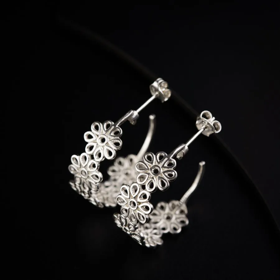 Filigree Silver Hoops (Flower)