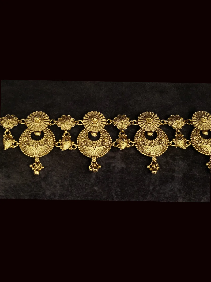 Flower and disc design top with self leaf design bottom sheeshphool(Broad-5cm)