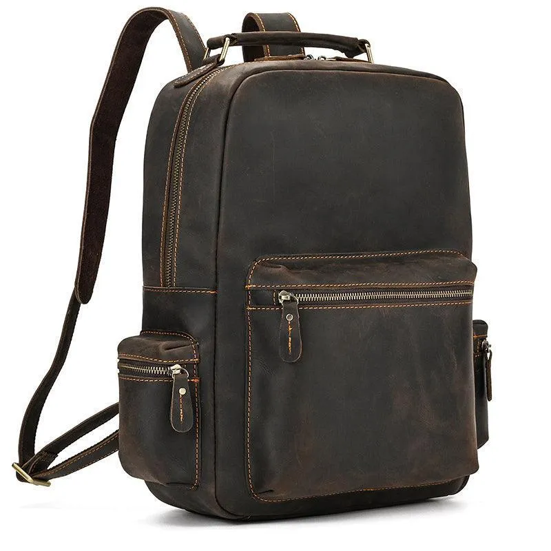 Genuine Leather Laptop Backpack Daypack Modern Design