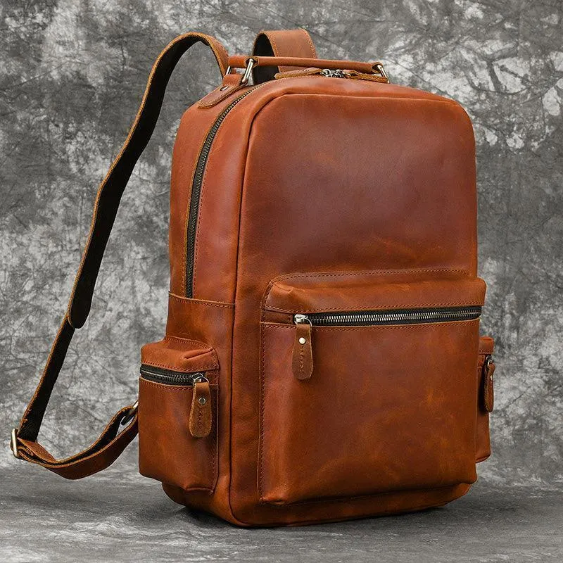 Genuine Leather Laptop Backpack Daypack Modern Design