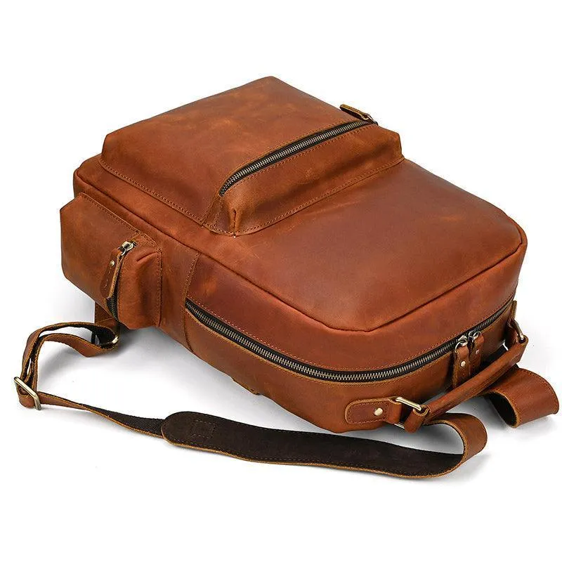 Genuine Leather Laptop Backpack Daypack Modern Design