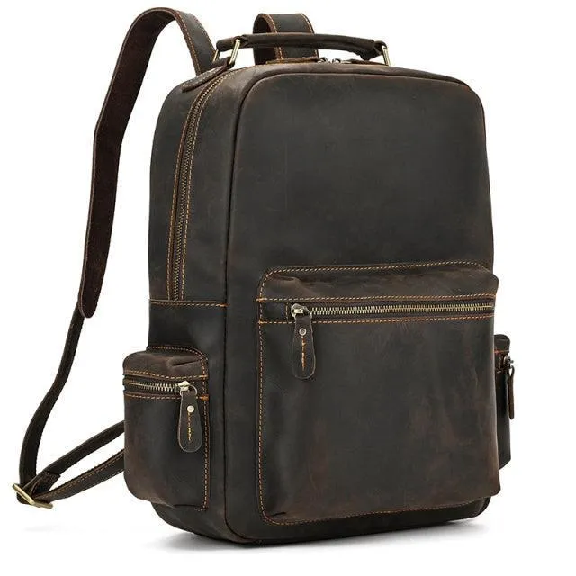 Genuine Leather Laptop Backpack Daypack Modern Design