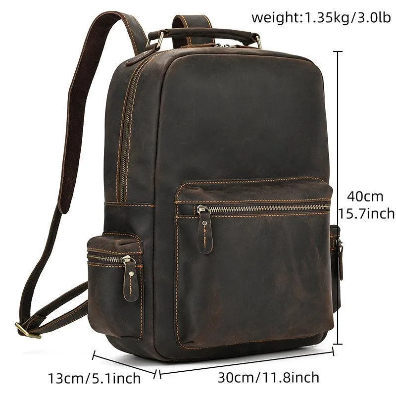 Genuine Leather Laptop Backpack Daypack Modern Design