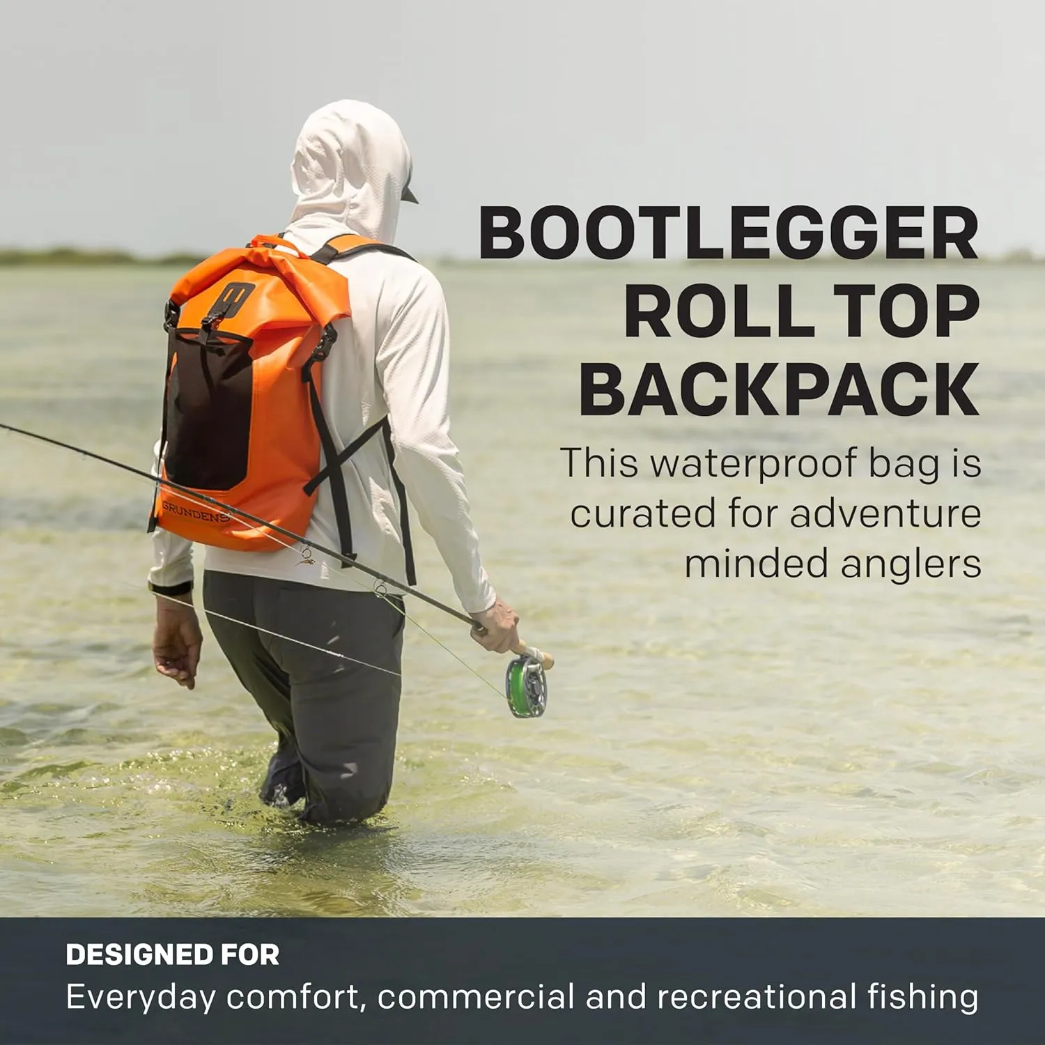 Grundns Bootlegger Roll Top Backpack | Waterproof, 30L, Red Orange