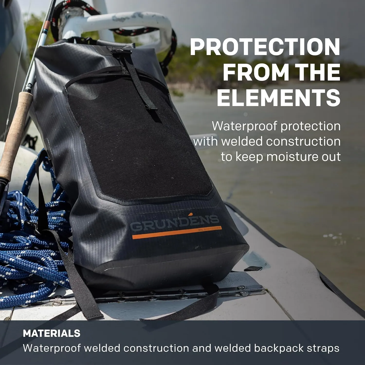 Grundns Bootlegger Roll Top Backpack | Waterproof, 30L, Red Orange