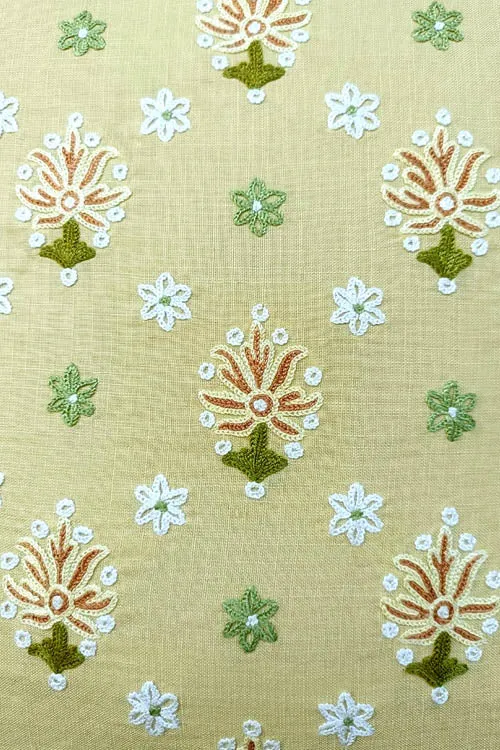 Gul Nilofer Aari Embroidered Cushion Cover - Beige