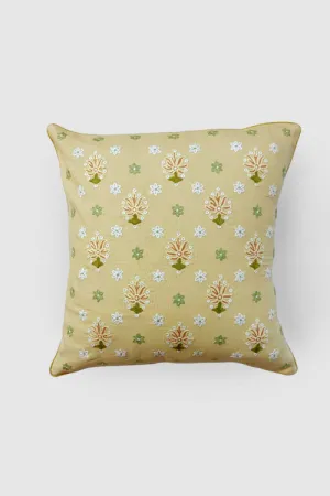 Gul Nilofer Aari Embroidered Cushion Cover - Beige