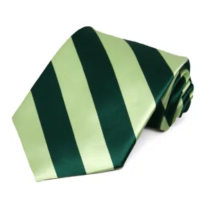 Hunter Green and Lime Green Striped Tie
