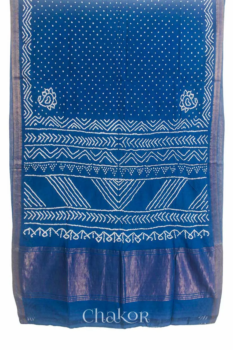 Indigo Bandhani Mangalgiri Cotton Saree