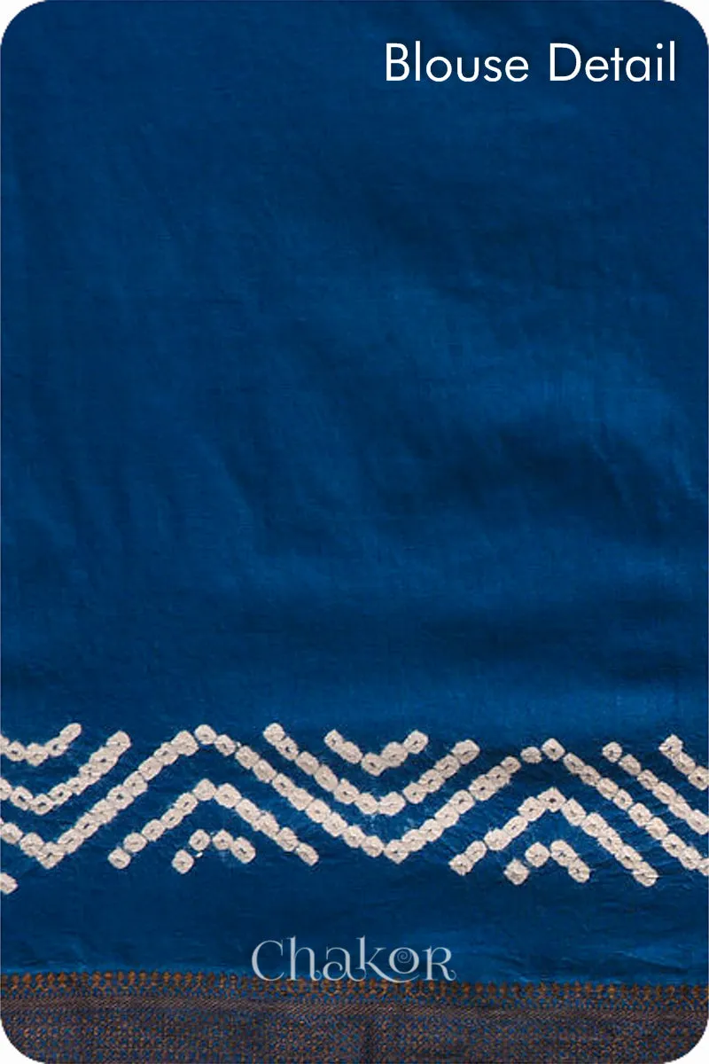 Indigo Bandhani Mangalgiri Cotton Saree