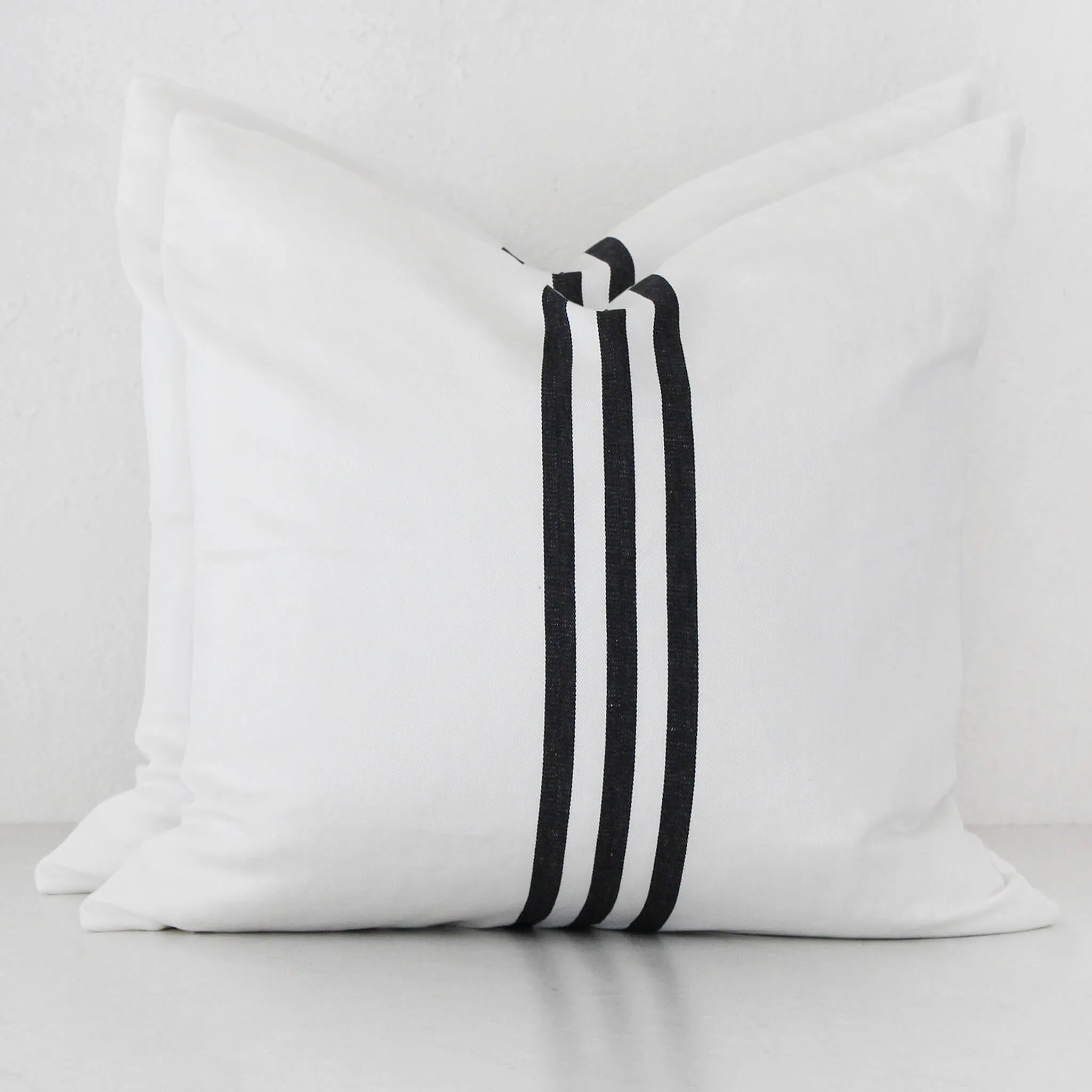 KUTA HERRINGBONE CUSHION BUNDLE  | 55X55CM  |  WHITE BASE   BLACK STRIPE