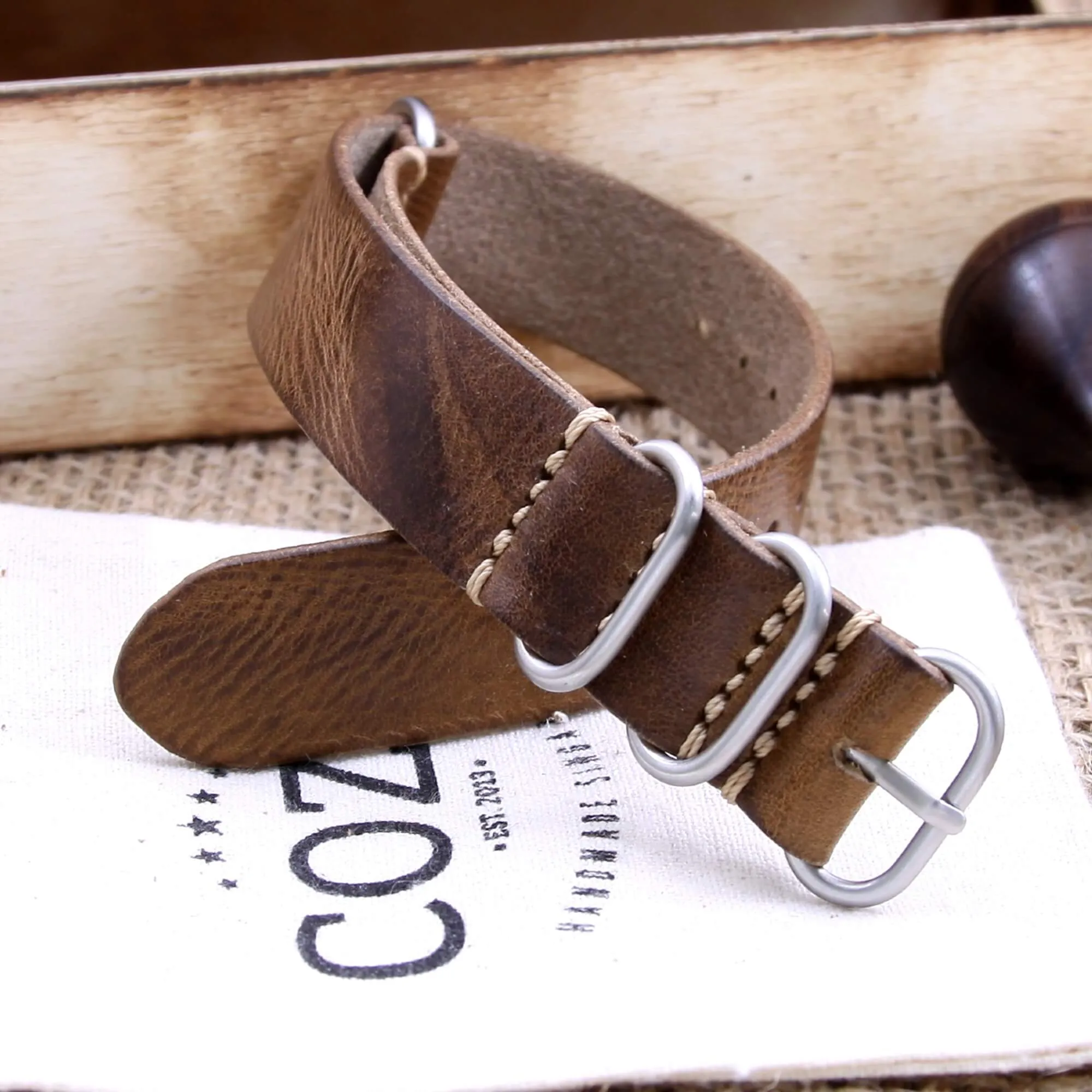 Leather Watch Strap, 4-Ring Military 102