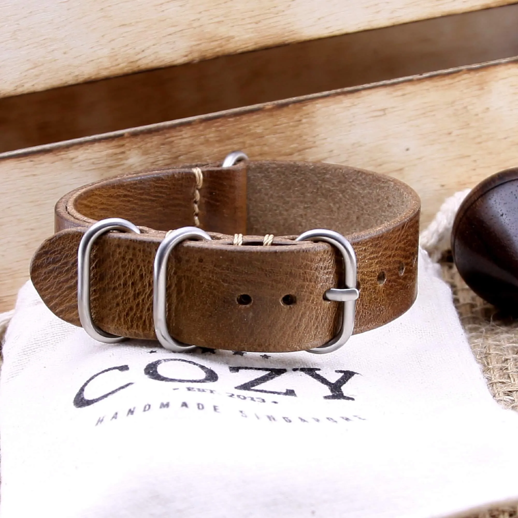 Leather Watch Strap, 4-Ring Military 102