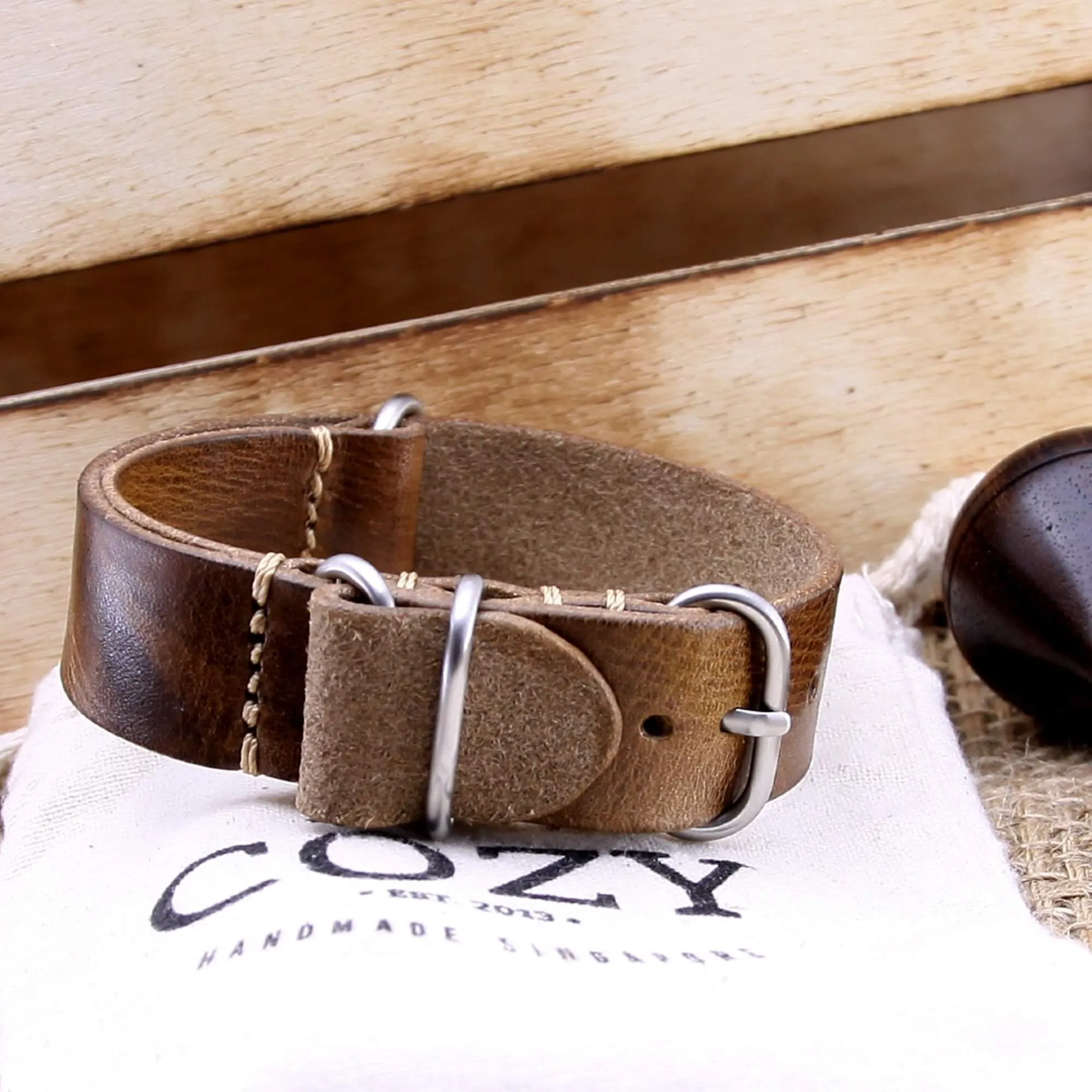 Leather Watch Strap, 4-Ring Military 102